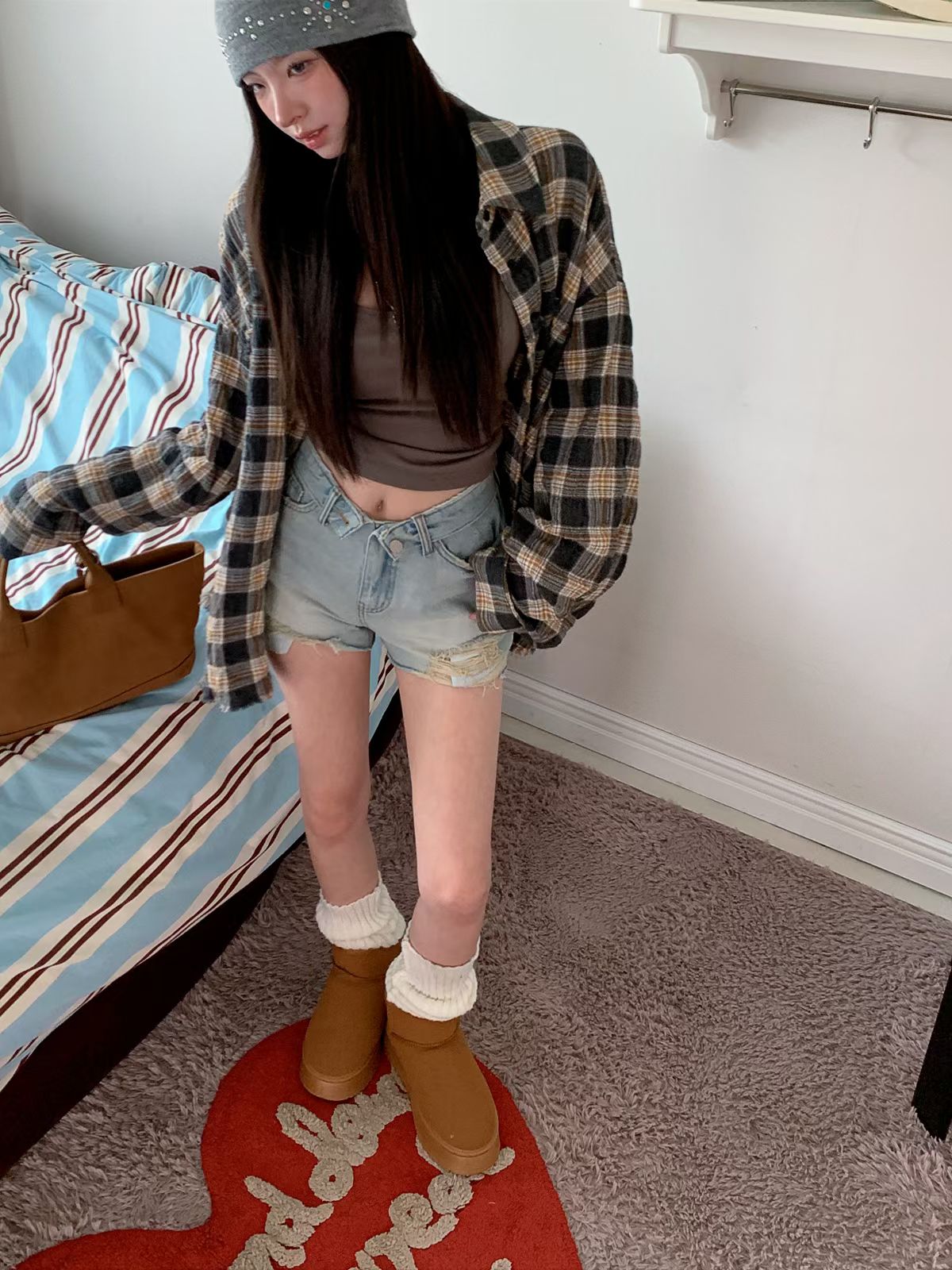 MS60812 Vintage frayed plaid shirt