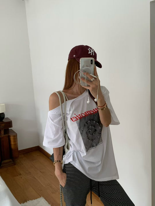 MS60723 Retro off shoulder tee
