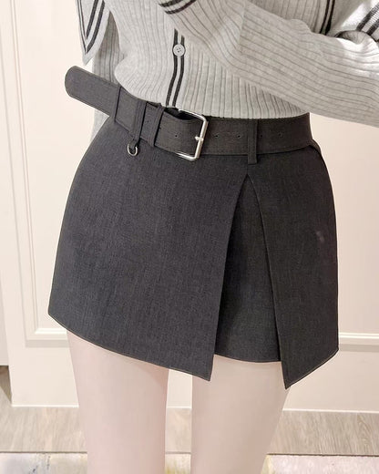 MS60309 Belted asymmetrical skort