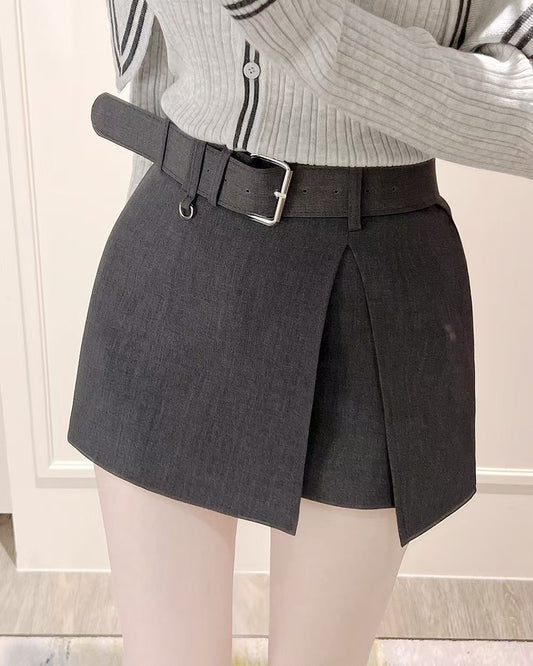 MS60309 Belted asymmetrical skort