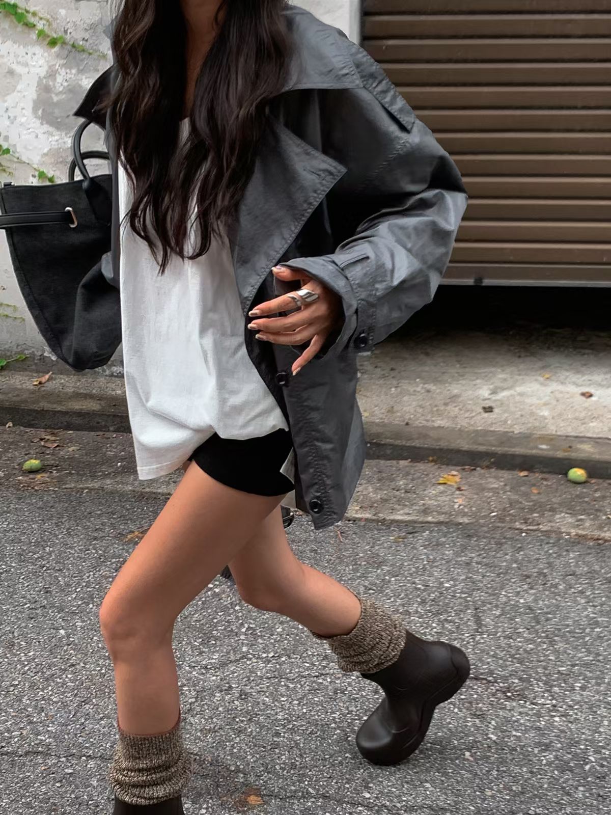 MS60811 Sheen oversized windbreaker jacket