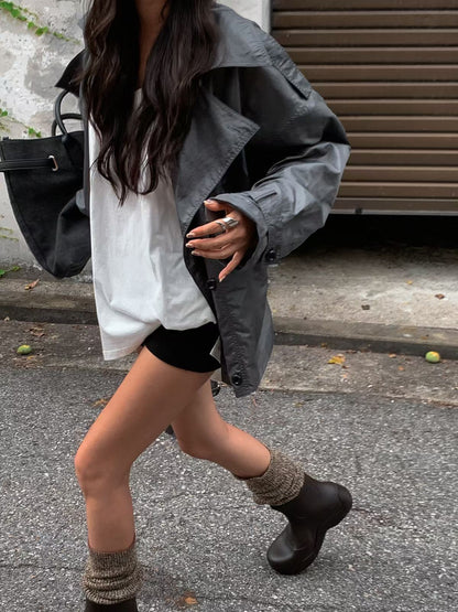 MS60811 Sheen oversized windbreaker jacket