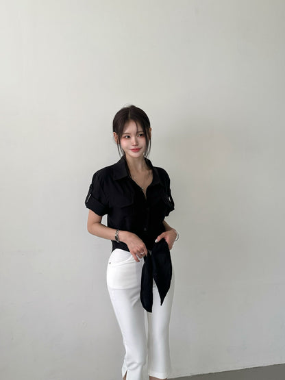 MS60713 Silk chiffon ribbon blouse
