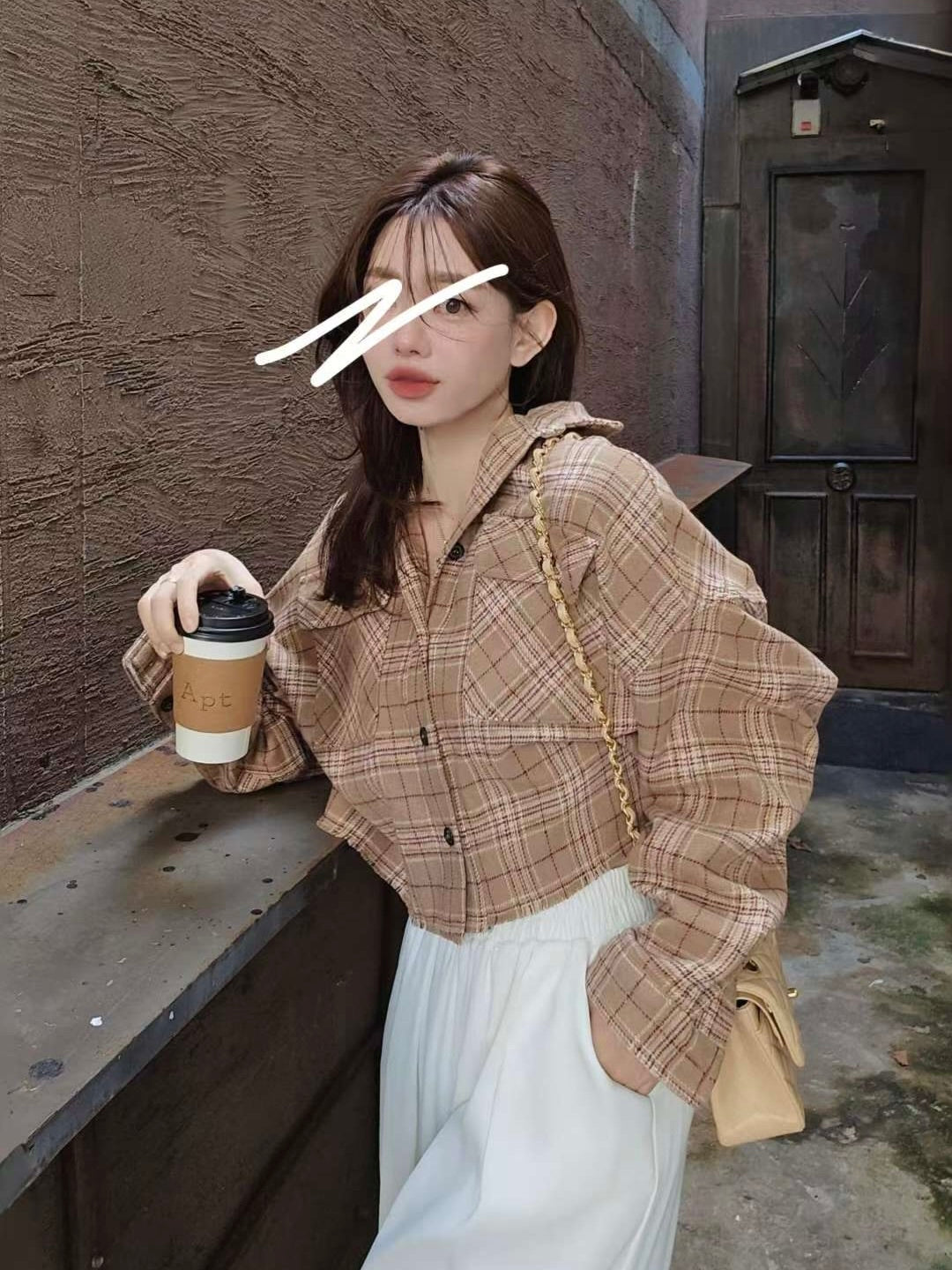 MS51080 British checked blouse outer