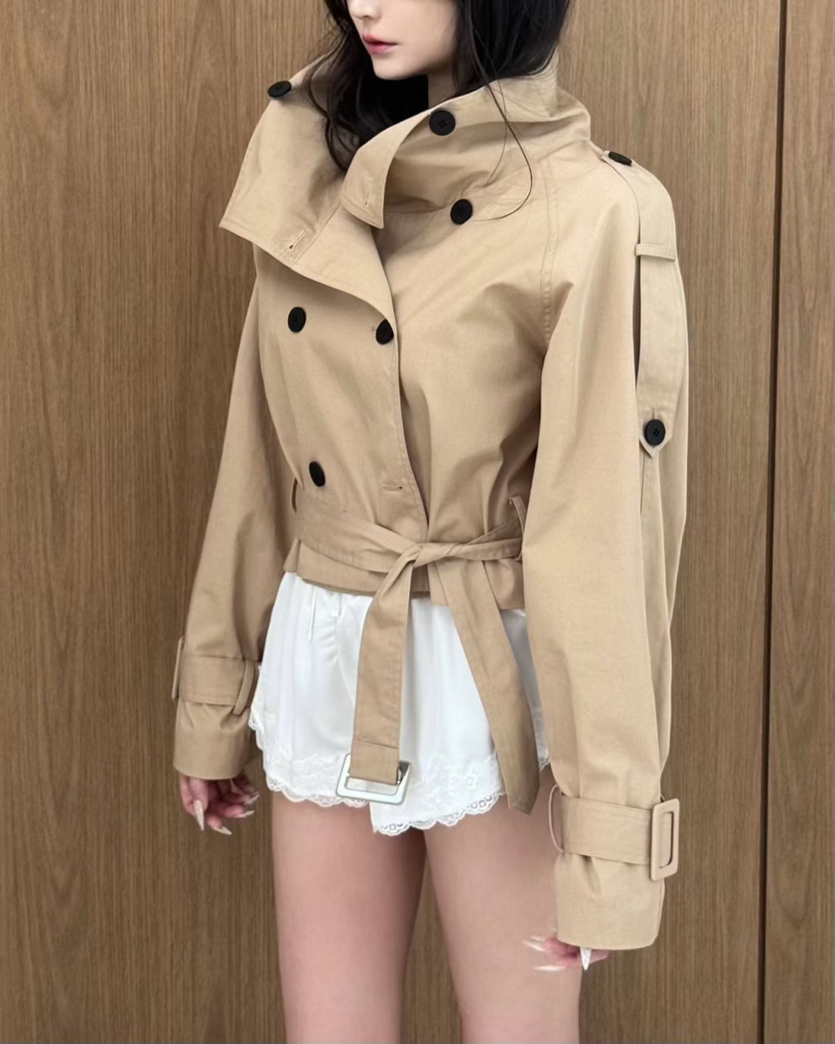 MS60927 Cropped trench coat