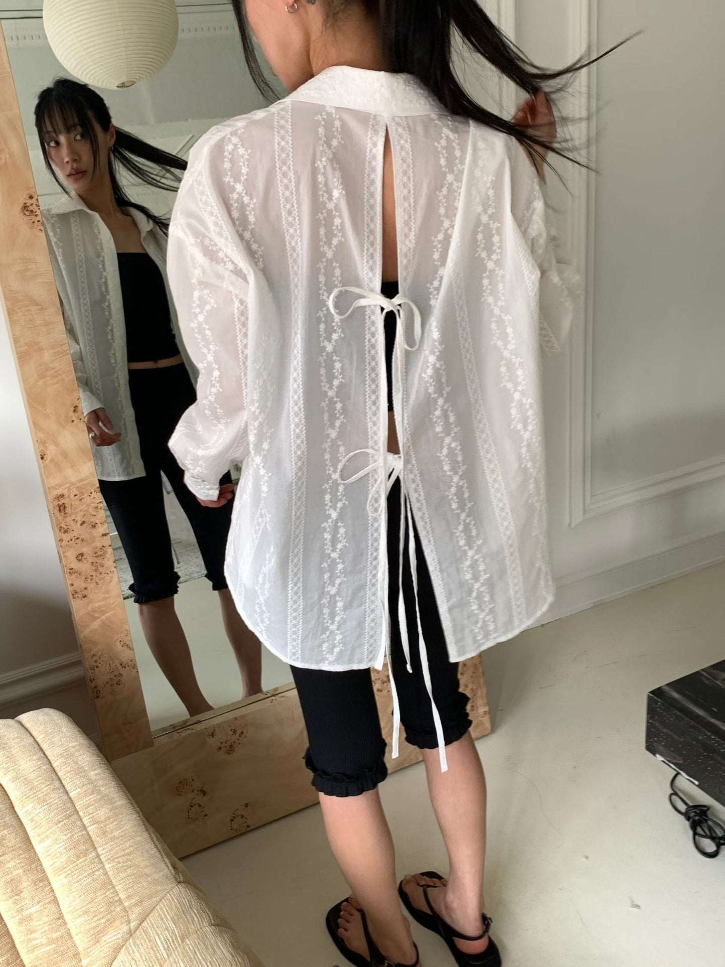 MS60403 Veil whisper tie back blouse