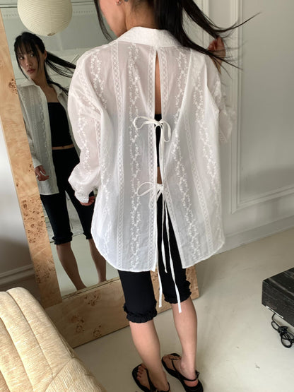 MS60403 Veil whisper tie back blouse